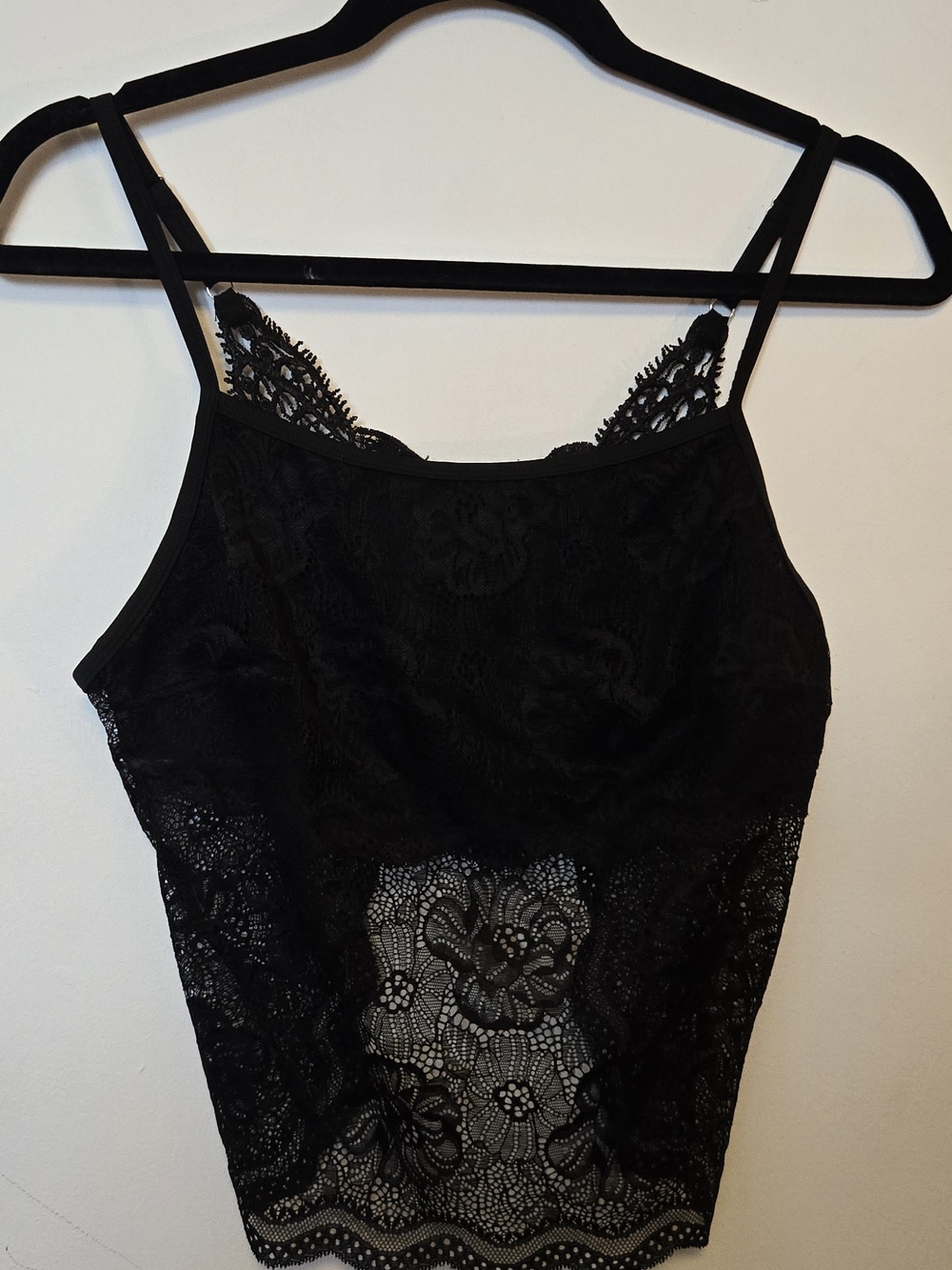 NWT🦋 AvidLove Butterfly Lace Open Back Cami Top L Black Sheer 🦋